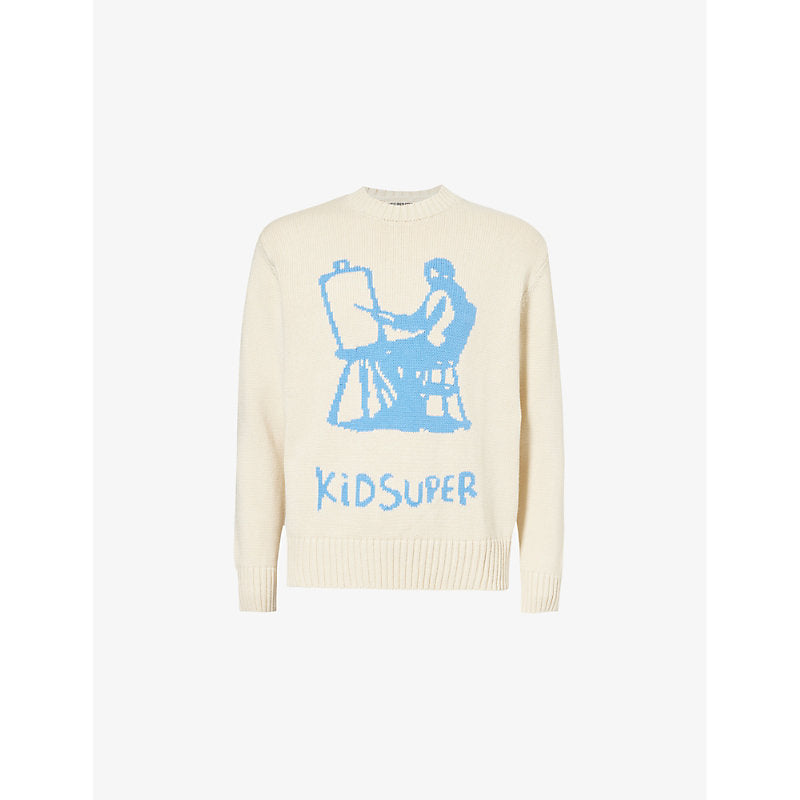 Mens Kidsuper Painter crew-neck relaxed-fit cotton-knit jumper