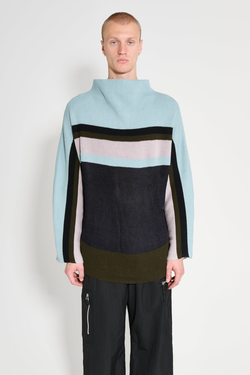 Kiko Kostadinov Essick Stripe Long Sleeve Ash Blue / D Grey