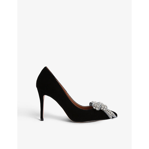 Kurt Geiger London Belgravia Bow crystal-embellished velvet court heels | LYBSTORE