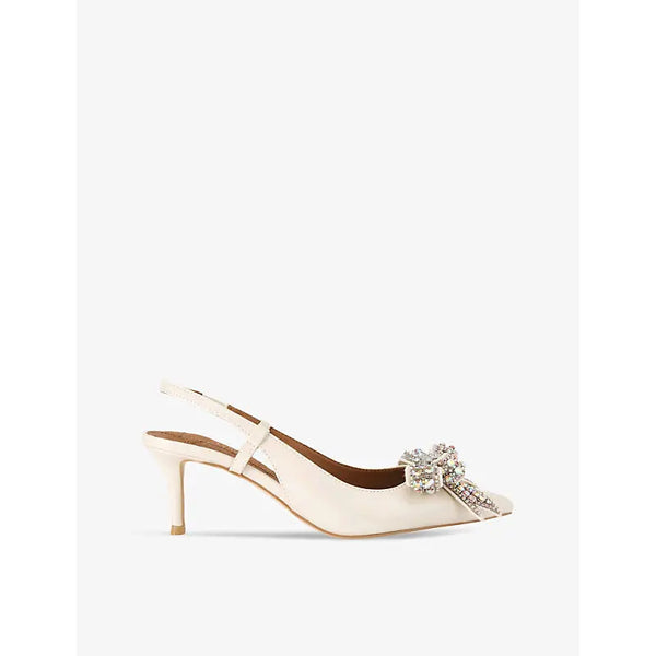 Kurt Geiger London Belgravia bow-embellished kitten-heel leather pumps