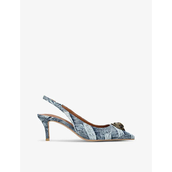 Kurt Geiger London Belgravia eagle-embellished heeled denim slingbacks | Kurt Geiger London