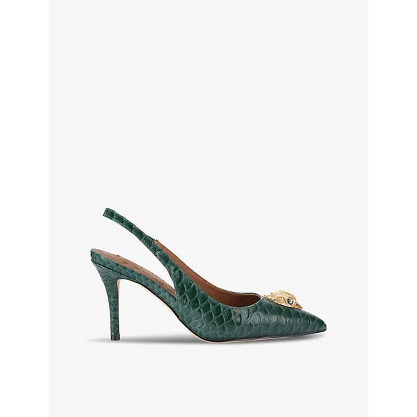 Kurt Geiger London Belgravia eagle-embellished heeled leather slingbacks | Kurt Geiger London