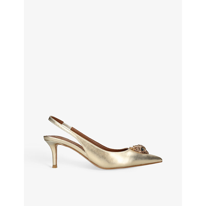 Kurt Geiger London Belgravia eagle-embellishment leather slingback courts