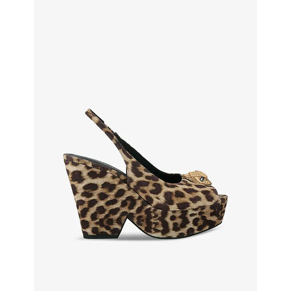 Kurt Geiger London Belgravia leopard-print suede slingback platform sandals | Kurt Geiger London