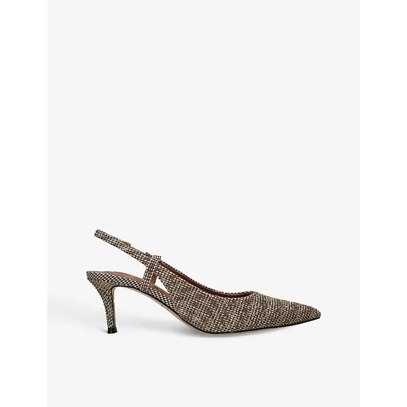 Kurt Geiger London Belgravia sling-back woven heeled courts