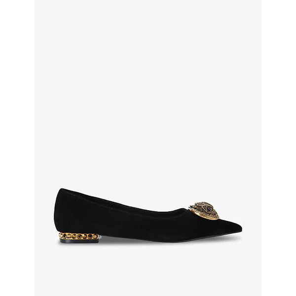 Kurt Geiger London Chelsea eagle-embellished flat suede pumps