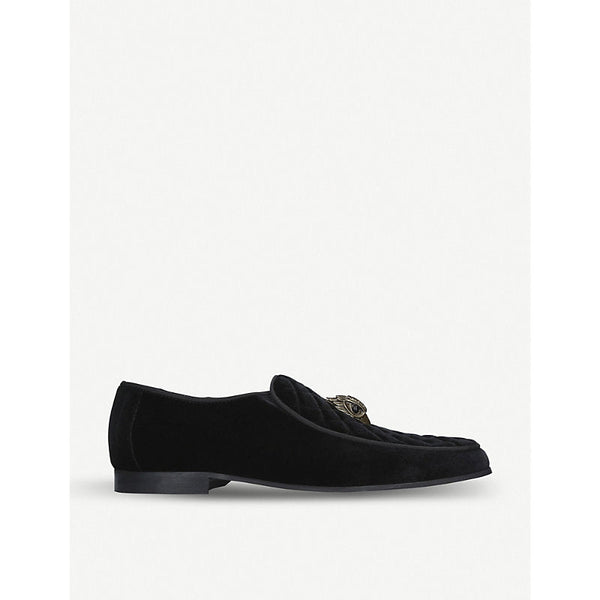 Kurt Geiger London Hugh Eagle Head embellished velvet loafers