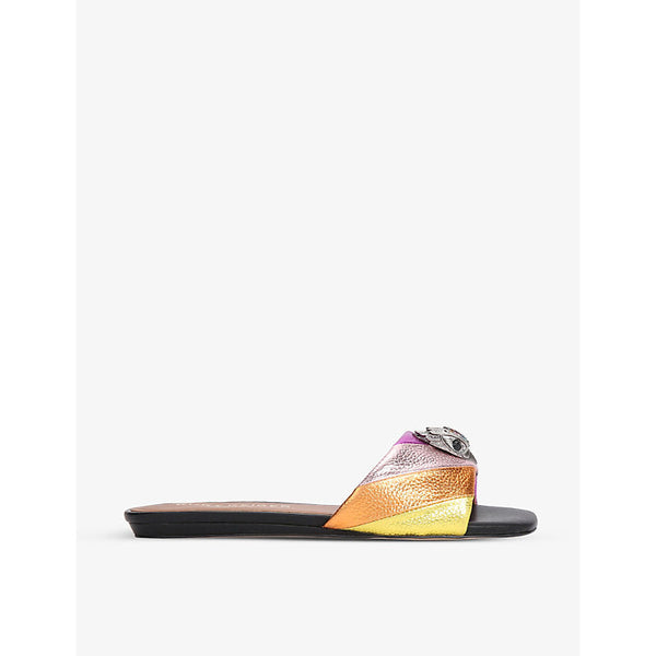 Womens Kurt Geiger London Kensington eagle-embellished rainbow metallic-leather mules