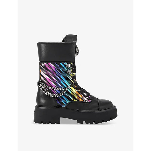 Kurt Geiger London Kensington rainbow-weave leather combat boots