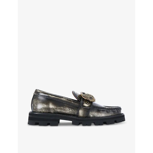 Kurt Geiger London Mayfair eagle-embellished flat leather loafers