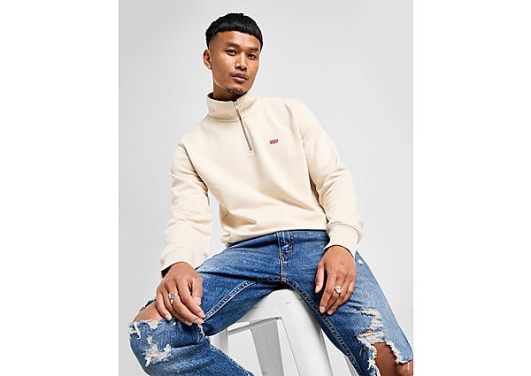 LEVI'S Fleece 1 2 Zip Sweatshirt Beige