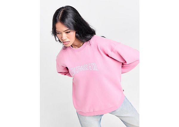 LEVI'S Logo Varsity Crew Sweatshirt Pink