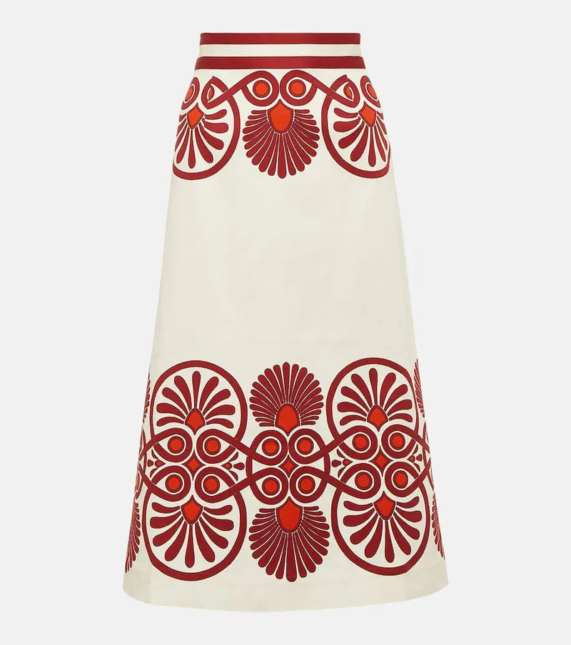 La DoubleJ Baia printed cotton-blend midi skirt | LYBSTORE