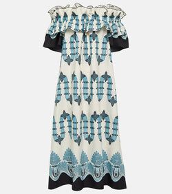 La DoubleJ Breakfast printed cotton poplin midi dress | LYBSTORE