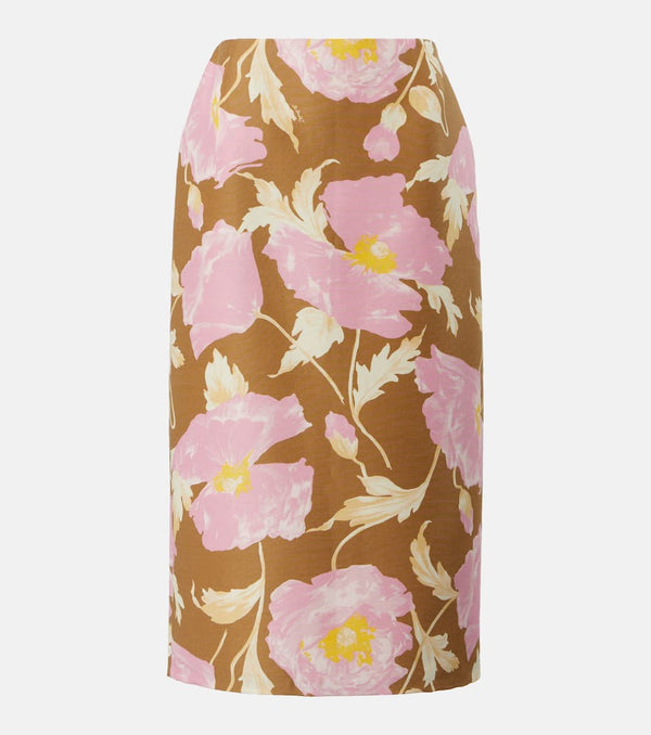 La DoubleJ Floral wool-blend cady pencil skirt