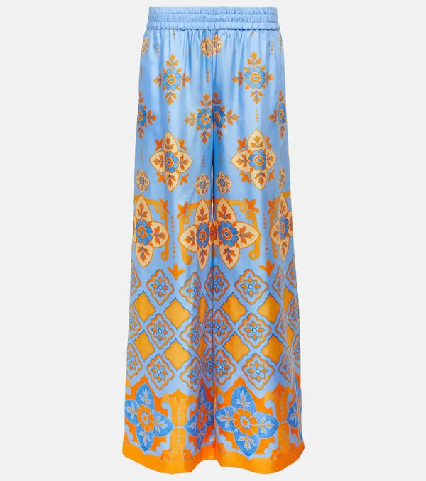 La DoubleJ High-rise printed silk palazzo pants | LYBSTORE