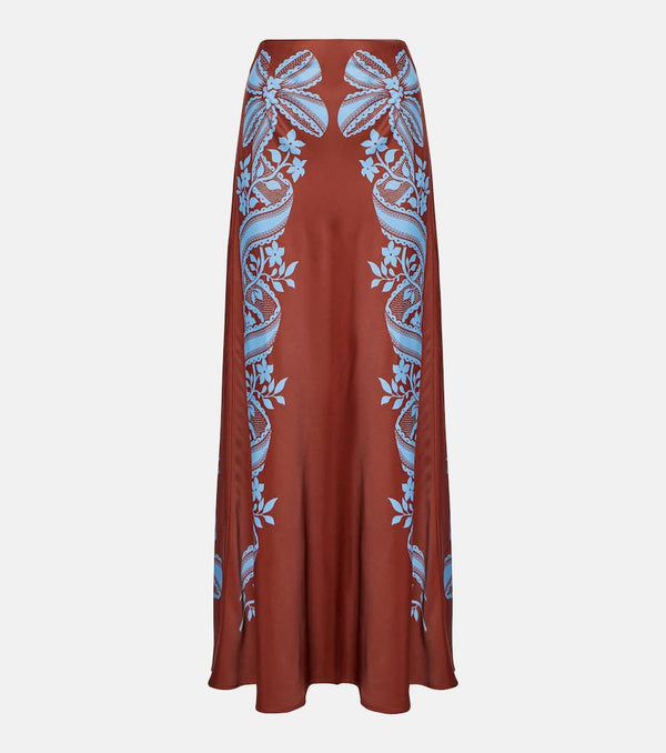 La DoubleJ Sleek printed silk twill maxi skirt