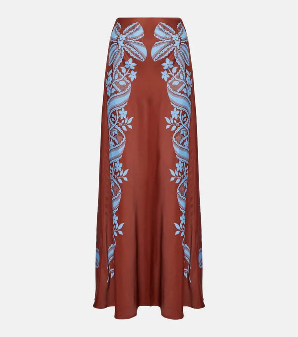 La DoubleJ Sleek printed silk twill maxi skirt