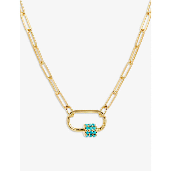 Womens La Maison Couture Amadeus Daphne Paperclip 14ct yellow gold-plated vermeil recycled sterling silver and turquoise necklace