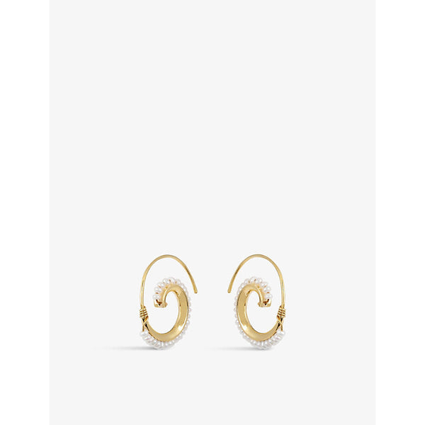 Womens La Maison Couture Amadeus Venus 14ct recycled yellow-gold vermeil and pearl hoop earrings