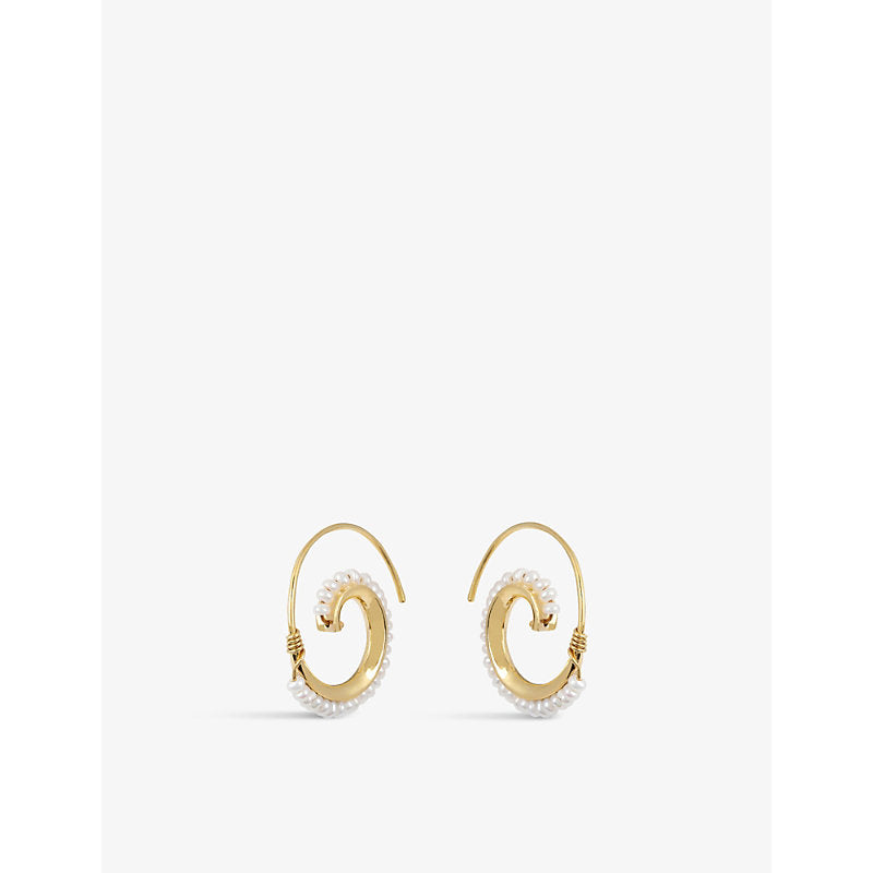 Womens La Maison Couture Amadeus Venus 14ct recycled yellow-gold vermeil and pearl hoop earrings