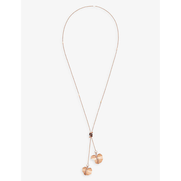 Womens La Maison Couture x Tomasz Donocik Double Leaf 18ct rose gold-plated recycled sterling-silver, zirconia and enamel necklace