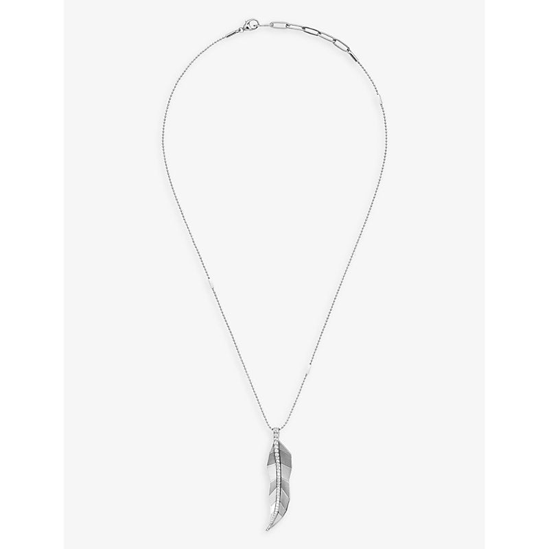 Womens La Maison Couture x Tomasz Donocik Long Leaf white gold-plated recycled sterling-silver and cubic zirconia pendant necklace