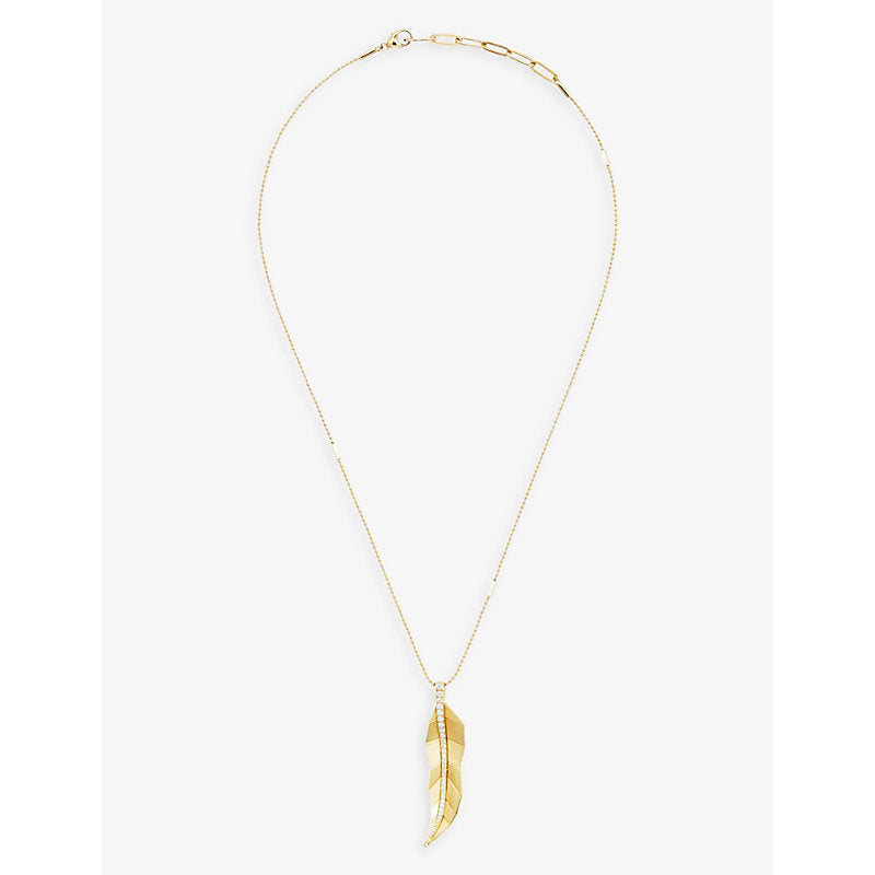 Womens La Maison Couture x Tomasz Donocik Long Leaf yellow gold-plated recycled sterling-silver and cubic zirconia necklace