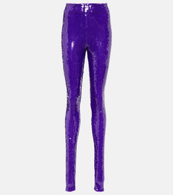 LaQuan Smith Sequined high-rise leggings