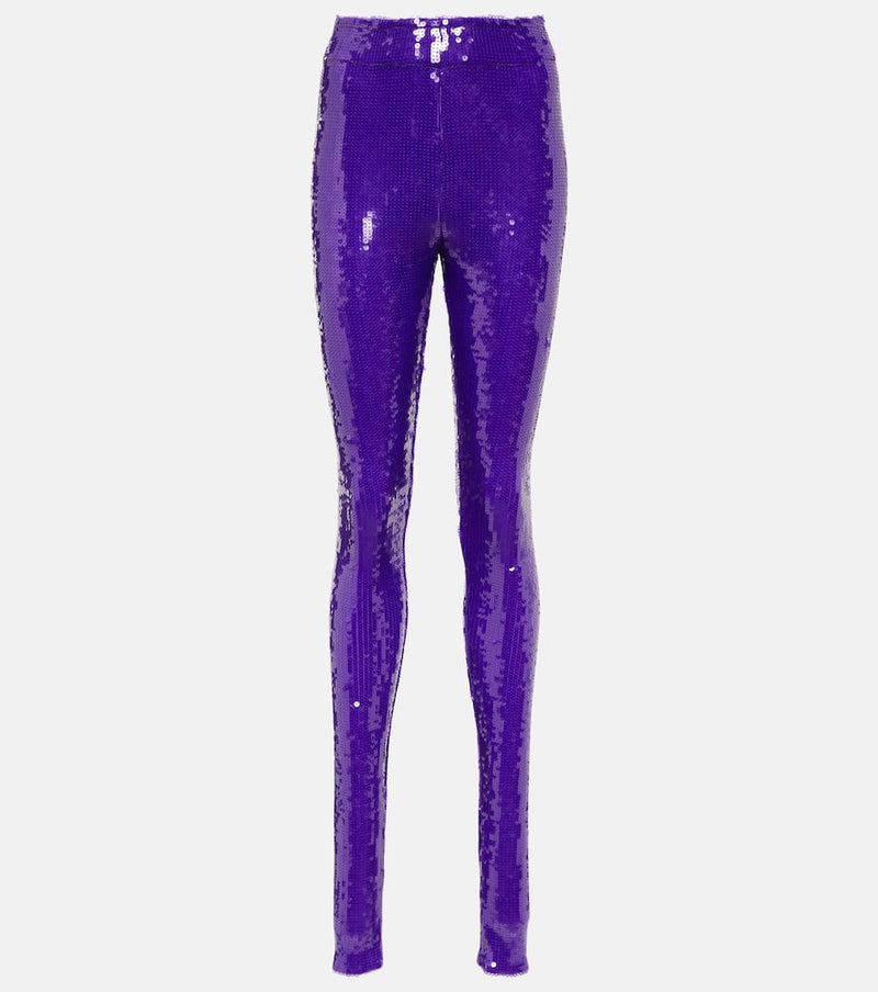 LaQuan Smith Sequined high-rise leggings