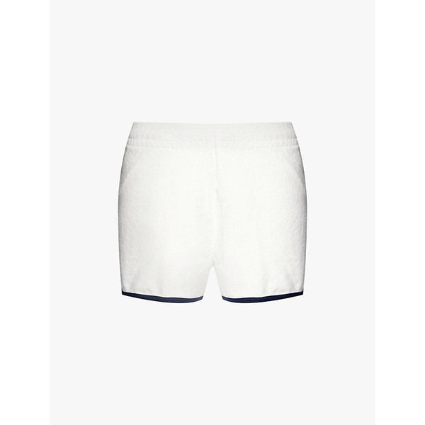 Womens Lacoste Logo-appliqué contrast-trim towelling cotton-blend shorts