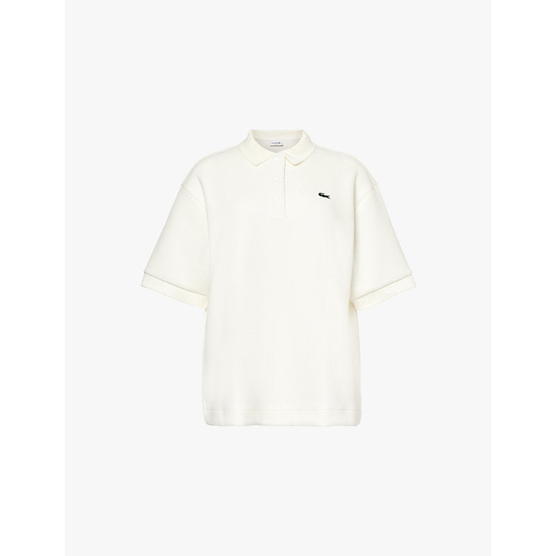  Lacoste Logo-embroidered boxy-fit cotton-blend polo shirt