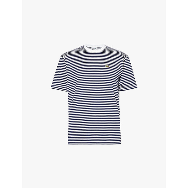 Mens Lacoste Logo-embroidered striped regular-fit cotton-jersey T-shirt