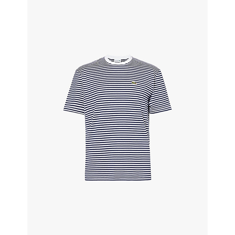 Lacoste Logo-embroidered striped regular-fit cotton-jersey T-shirt