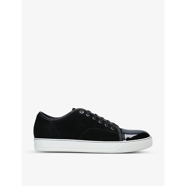 Lanvin DBB1 contrast-sole suede and leather low-top trainers