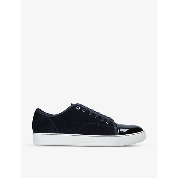 Mens Lanvin Panelled patent-leather and velvet low-top trainers