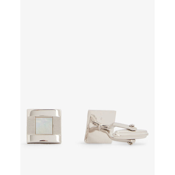 Lanvin Square-shape brass and mother-of-pearl cufflinks | LYBSTORE