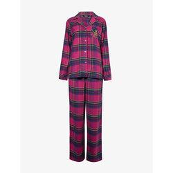 Womens Lauren Ralph Lauren Check brushed-twill long-sleeve cotton-blend pyjama set