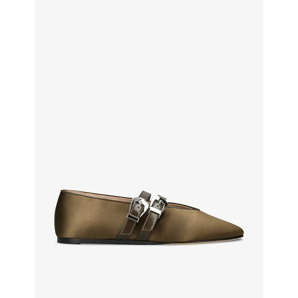 Le Monde Beryl Claudia double-strap satin and leather flats