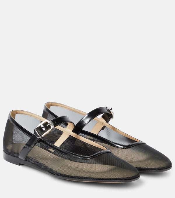 Le Monde Béryl Patent leather-trimmed mesh flats