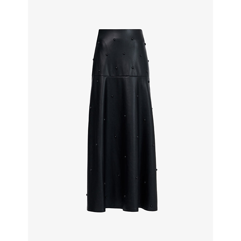 Womens Leem A-line studded faux-leather maxi skirt