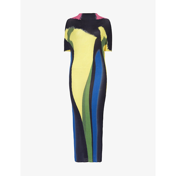 Womens Leem Abstract-print plisse woven maxi dress