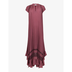 Womens Leem Dropped-shoulder frill-hem pleated woven maxi dress