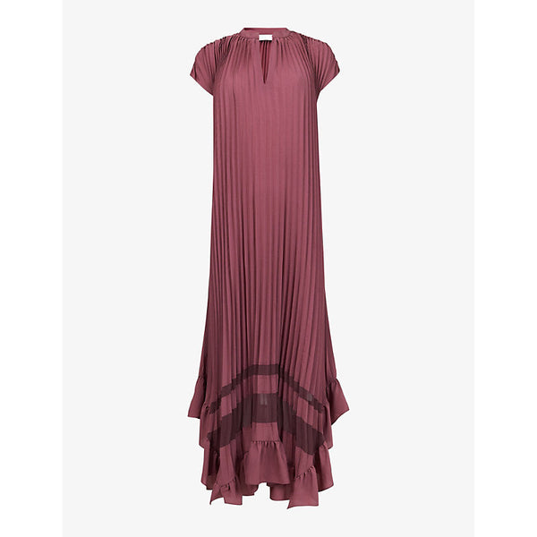 Womens Leem Dropped-shoulder frill-hem pleated woven maxi dress