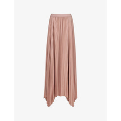 Womens Leem High-rise asymmetric-hem pleated woven midi skirt