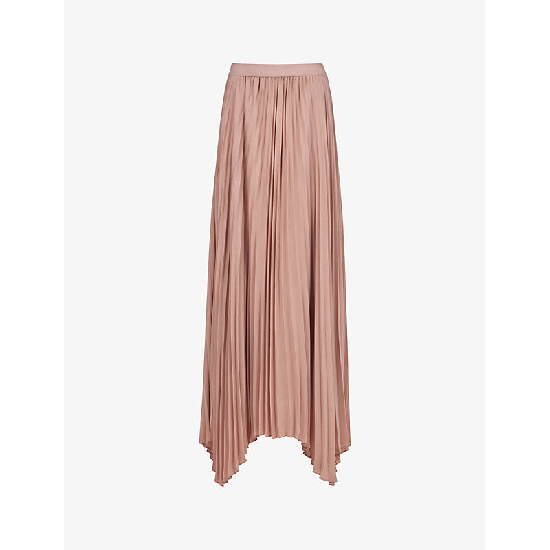 Womens Leem High-rise asymmetric-hem pleated woven midi skirt