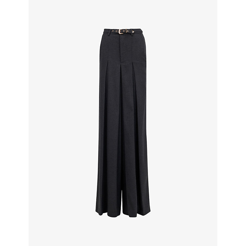 Womens Leem High-rise wide-leg pleated woven trousers