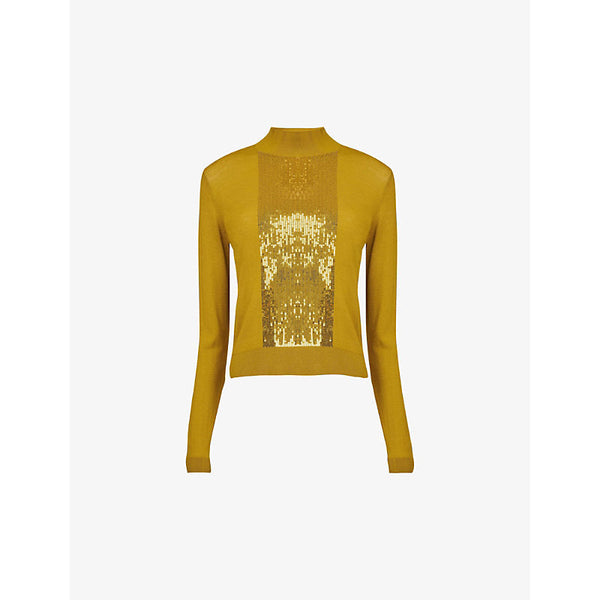 Womens Leem Sequin-embellished funnel-neck knitted jumper