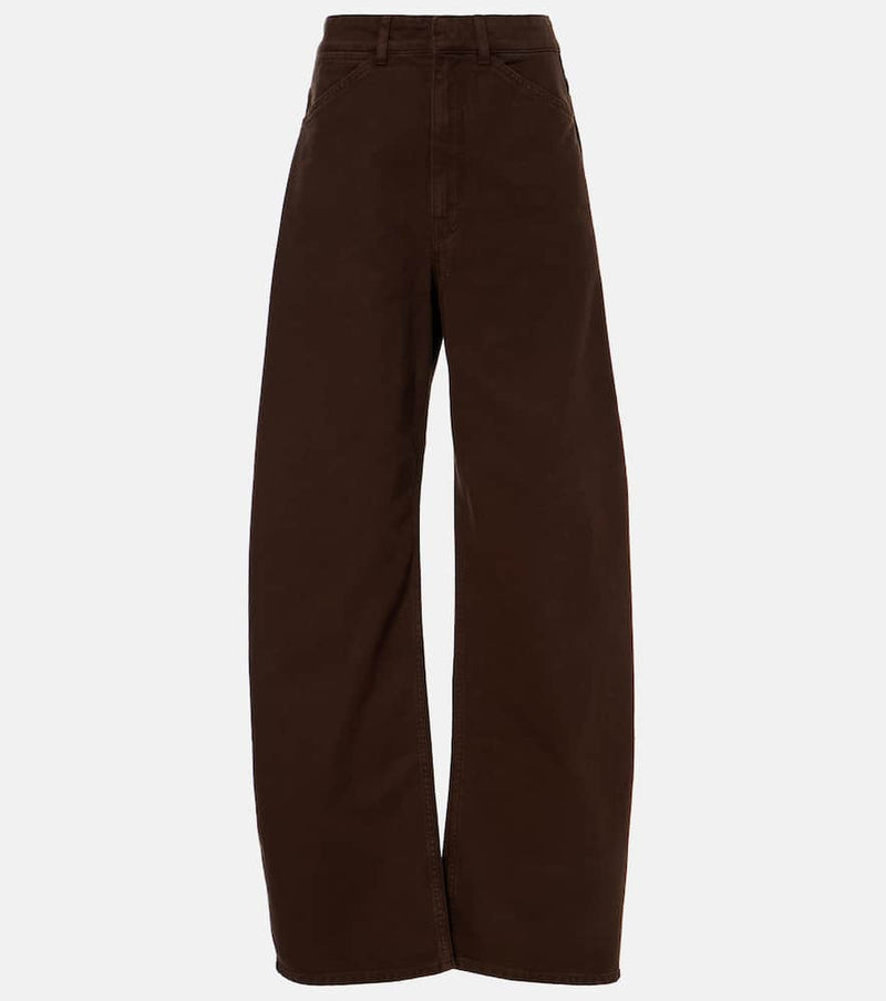 Lemaire High-rise cotton barrel-leg jeans