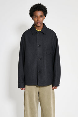 Lemaire One Pocket Overshirt Ash Black